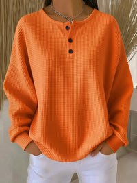 Nancy | Oversized Waffle Knit Henley Top