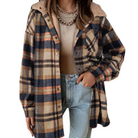 Nancy | Plaid Hooded Shacket with Fleece Lining