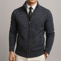 Patrick | Textured Knit Zip-Up Cardigan With Stand Collar