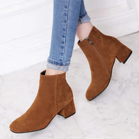 Renee | Classic Suede Block Heel Ankle Boots