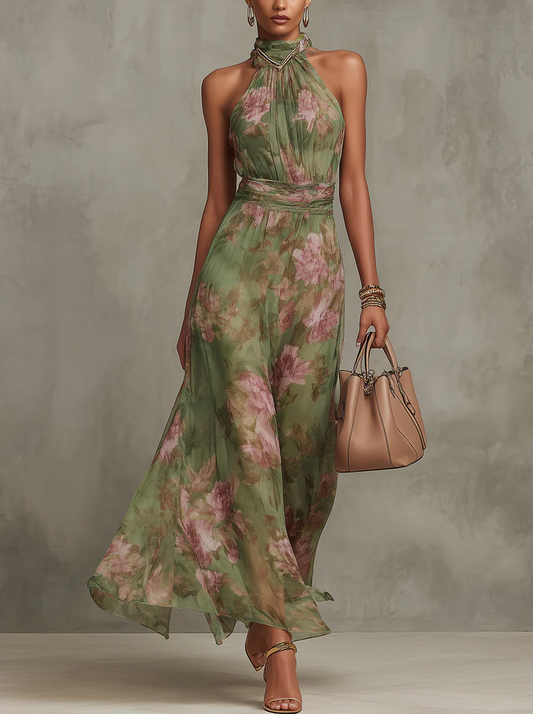 Renee | Floral Halter Maxi Dress