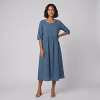 Renee | Midi Dress with Three-Quarter Sleeves and Gathered Waist