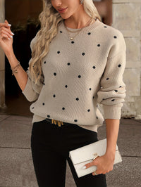 Renee | Polka Dot Crewneck Knit Sweater