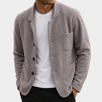 Richard | Textured Knit Button-Up Cardigan with Notch Lapel