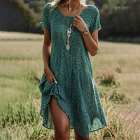 Rita | Bohemian Polka Dot Midi Sundress With Side Split