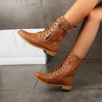 Robin | Classic Lace-Up Boots with Zipper and Buckle