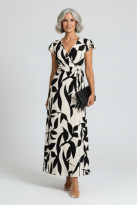 Robin | Wrap Maxi Dress with Leaf Print
