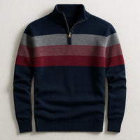 Ronald | Quarter Zip Striped Colorblock Sweater