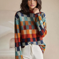Rose | Checkerboard Knit Mock Neck Sweater