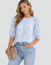 Ruth | Elegant Floral Print Puff Sleeve Blouse