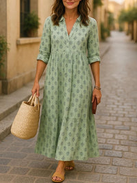 Ruth | Floral Print V-Neck Tiered Maxi Dress