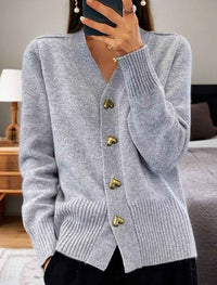 Ruth | V-Neck Knit Cardigan with Heart-Shaped Buttons