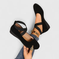 Sandra | Crisscross Ankle Strap Ballet Flats