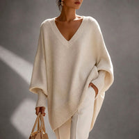 Sandra | Oversized V-Neck Sweater with Batwing Sleeves
