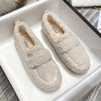 Sandy | Textured Faux Shearling Loafers