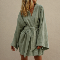 Sarah | Elegant Kimono Wrap Dress With Belted Waist and Wide Sleeves
