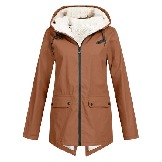 Sarah | Hooded Rain Jacket with Sherpa Lining
