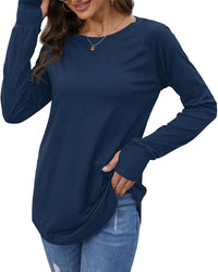 Sarah | Long Sleeve Crew Neck Tunic Top with Thumbhole Cuffs