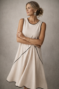 Sarah | Sleeveless A-Line Dress with Contrast Piping