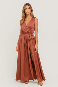 Sarah | Wrap V-Neck Maxi Dress with Front Split