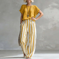 Sharon | Linen Cotton Wide-Leg Trouser Set for Business Casual