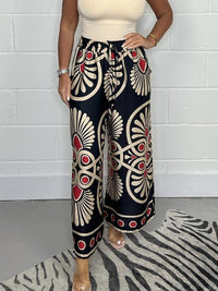 Sharon | Printed Wide Leg Trousers with Elastic Waist