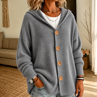 Sheila | Oversized Hooded Button-Front Knit Cardigan