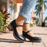 Shirley | Mary Jane Block Heels with Brogue Detailing