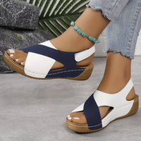 Susan | Crisscross Wedge Sandals with Ankle Strap