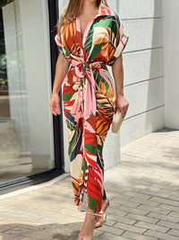 Tammy | Tropical Print Belted Maxi Dress