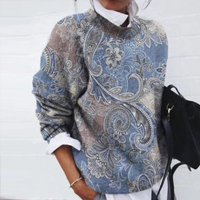 Teresa | Paisley Print Crew Neck Pullover Sweater