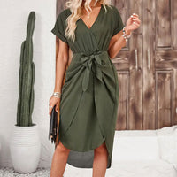 Tracy | V-Neck Wrap Midi Dress with Tie Waist