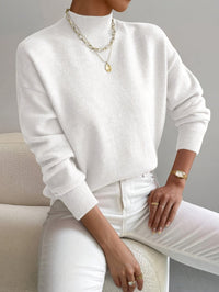 Vanessa | Mock Neck Knit Sweater With Ribbed Trim