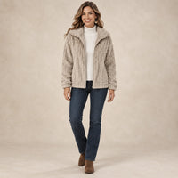 Vanessa | Textured Hooded Zip Up Fleece Jacket