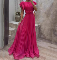 Vicki | Elegant Pleated Maxi Dress with Ruffle Sleeves