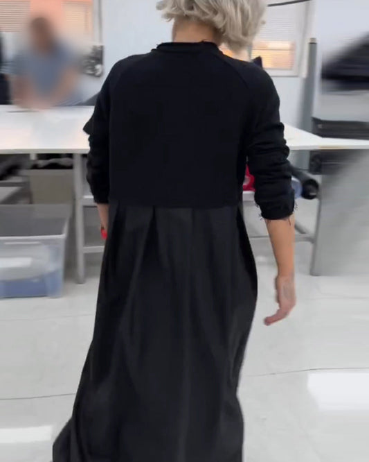 Vicki | Relaxed A-Line Long Sleeve Maxi Dress with Pockets