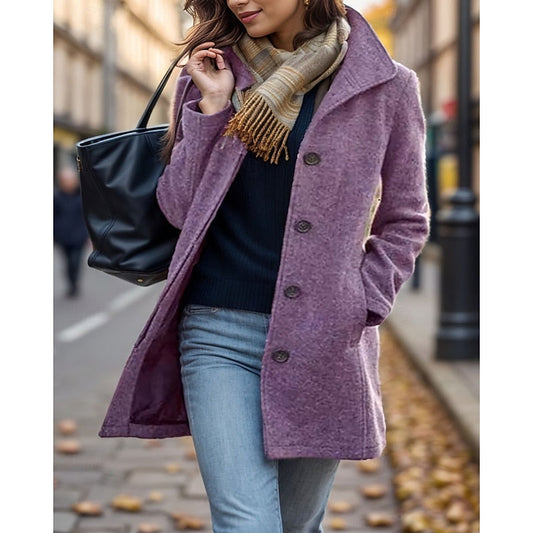 Wanda | Classic Longline Wool Coat with Button Front