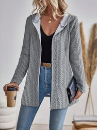 Women's Cable Knit Hooded Longline Cardigan