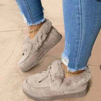 Women's Comfortable Faux Fur Moccasins with Bow Detail