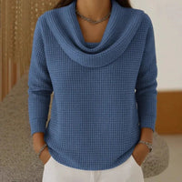 Women's Cowl Neck Waffle Knit Sweater