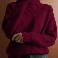 Women's Diamond Knit Turtleneck Sweater