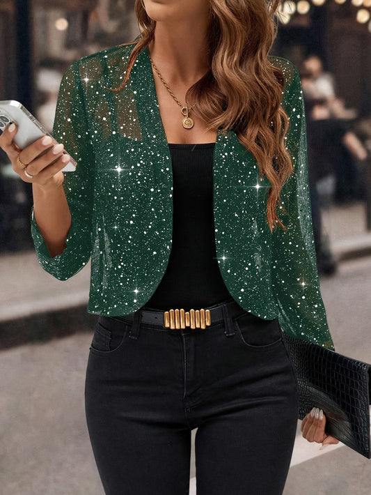 Women's Elegant Glitter Cropped Jacket