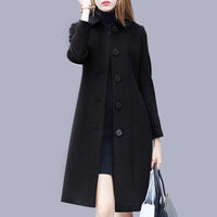 Women's Fitted Waist Long Coat With Button Front
