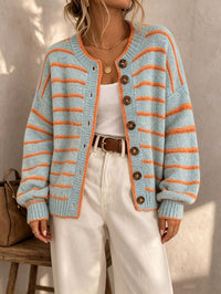 Women's Oversized Striped Knit Cardigan