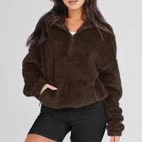 Women's Quarter Zip Fleece Sweater with Kangaroo Pocket