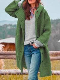 Women's Relaxed Hooded Long Wool Coat