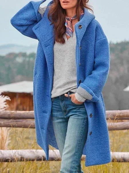 Women's Relaxed Hooded Long Wool Coat