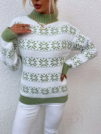 Women's Snowflake Mock Neck Christmas Sweater