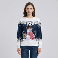 Women's Snowman Print Crew Neck Sweatshirt