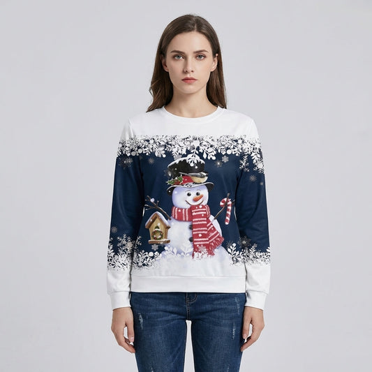Women's Snowman Print Crew Neck Sweatshirt